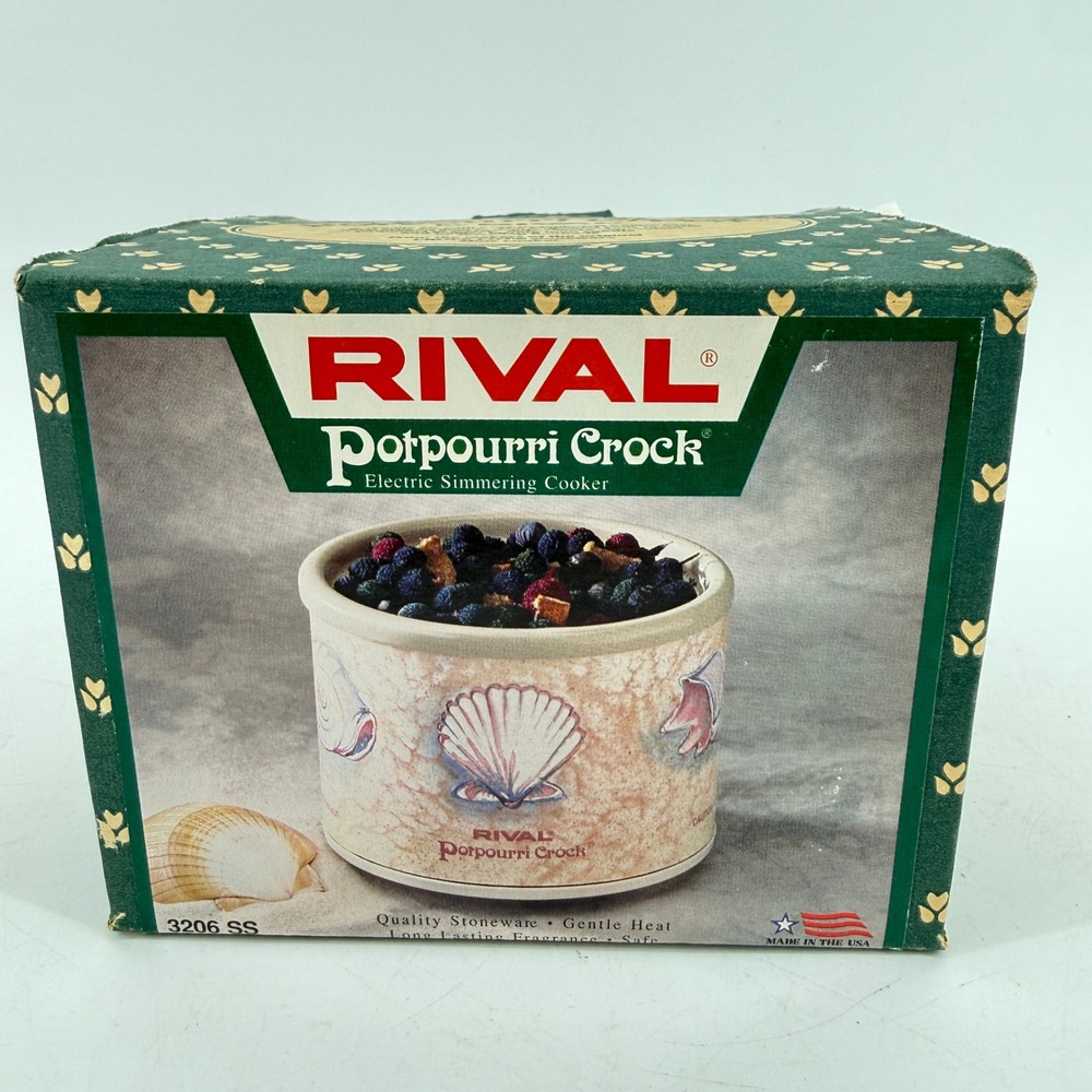 Rival Potpourri Crock Electric Simmering Cooker Beige Seashell Stoneware 3206SS
